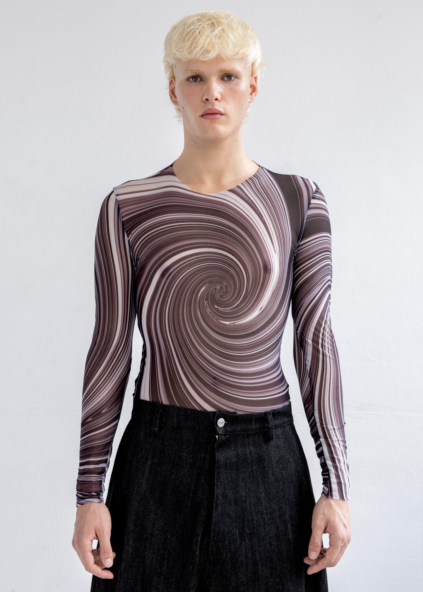 Black Swirl Mesh Top