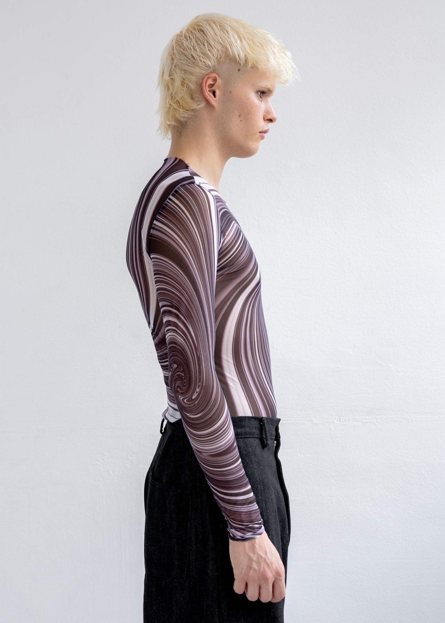 Black Swirl Mesh Top