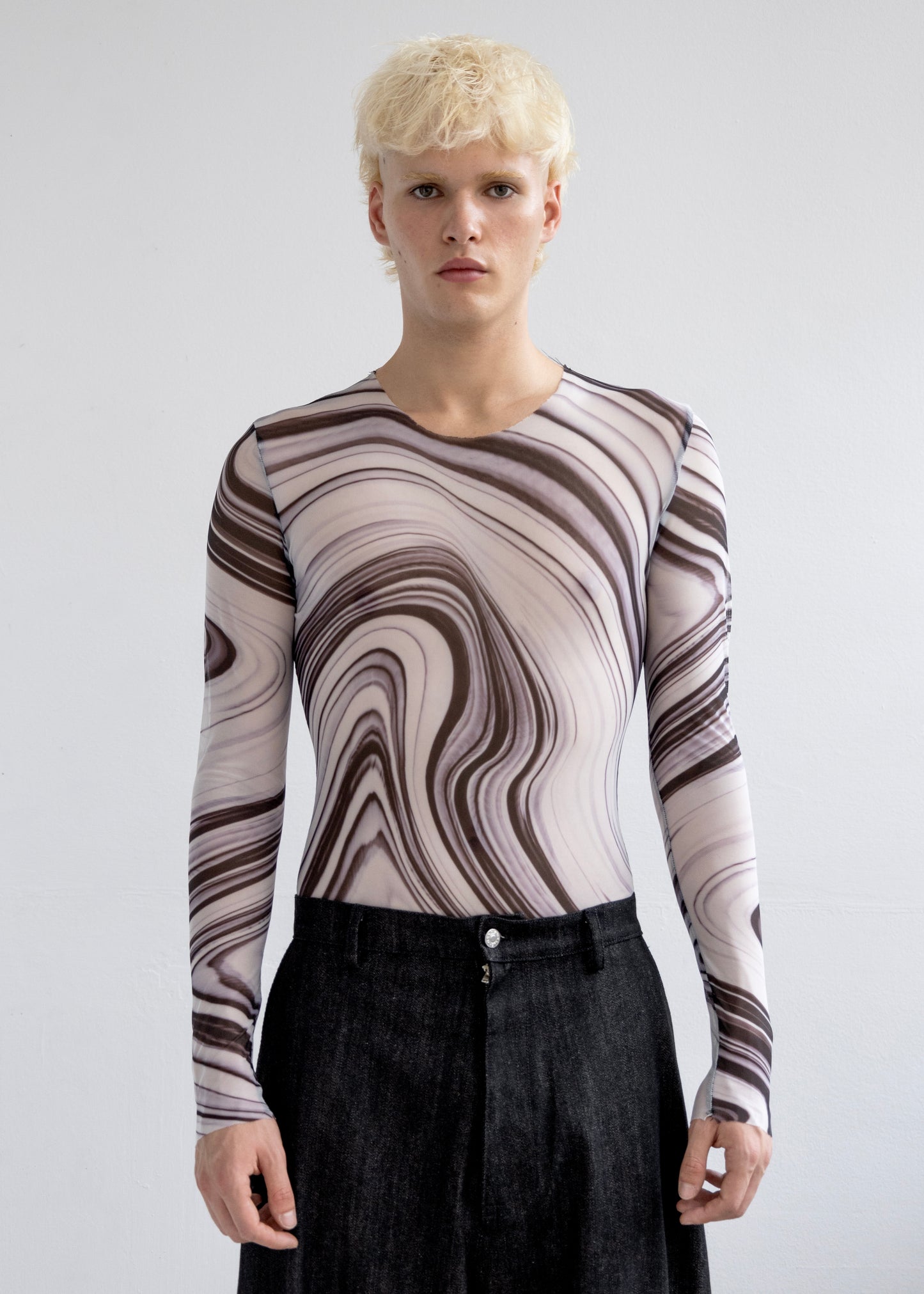 Black Waves Mesh Top