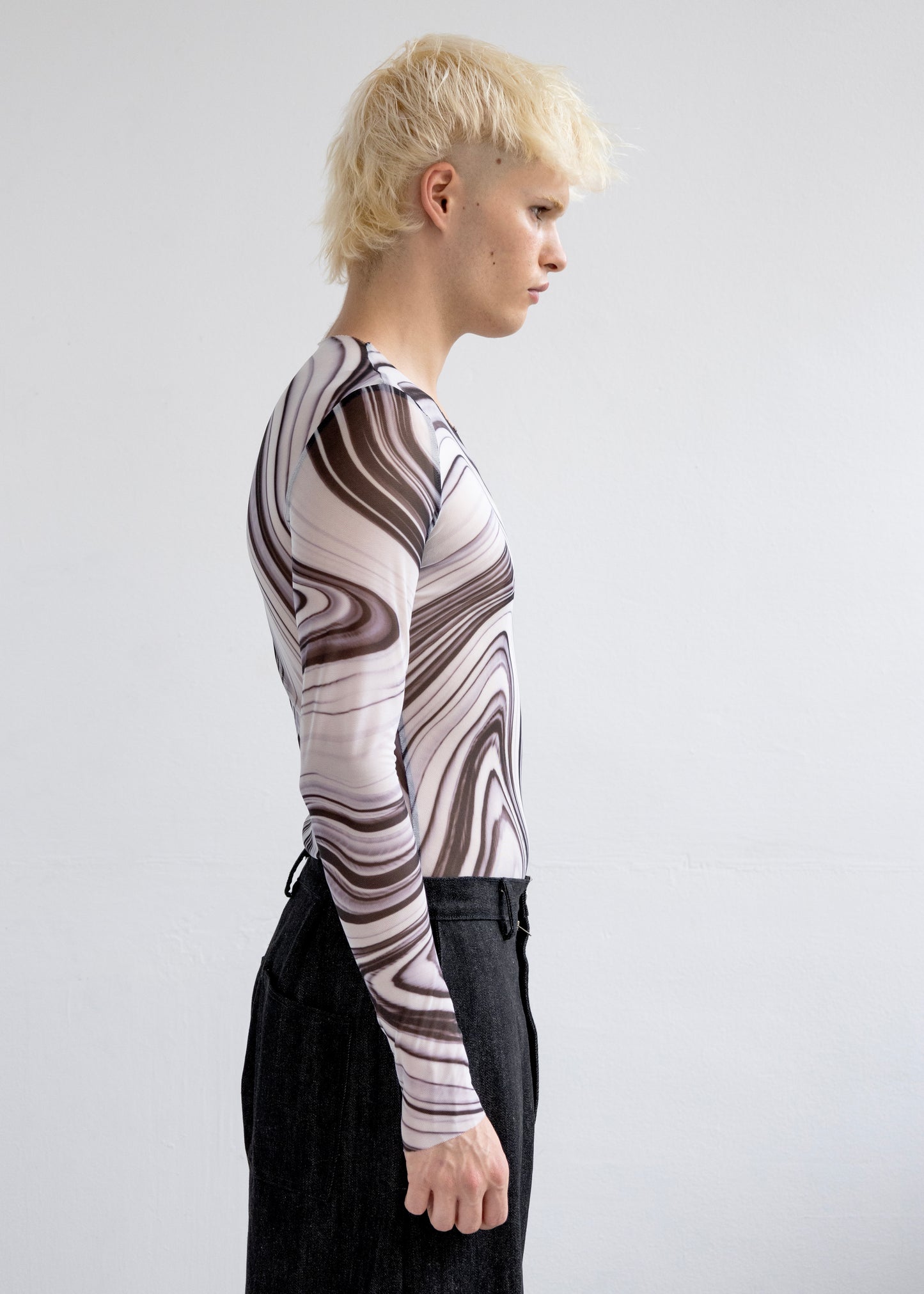 Black Waves Mesh Top
