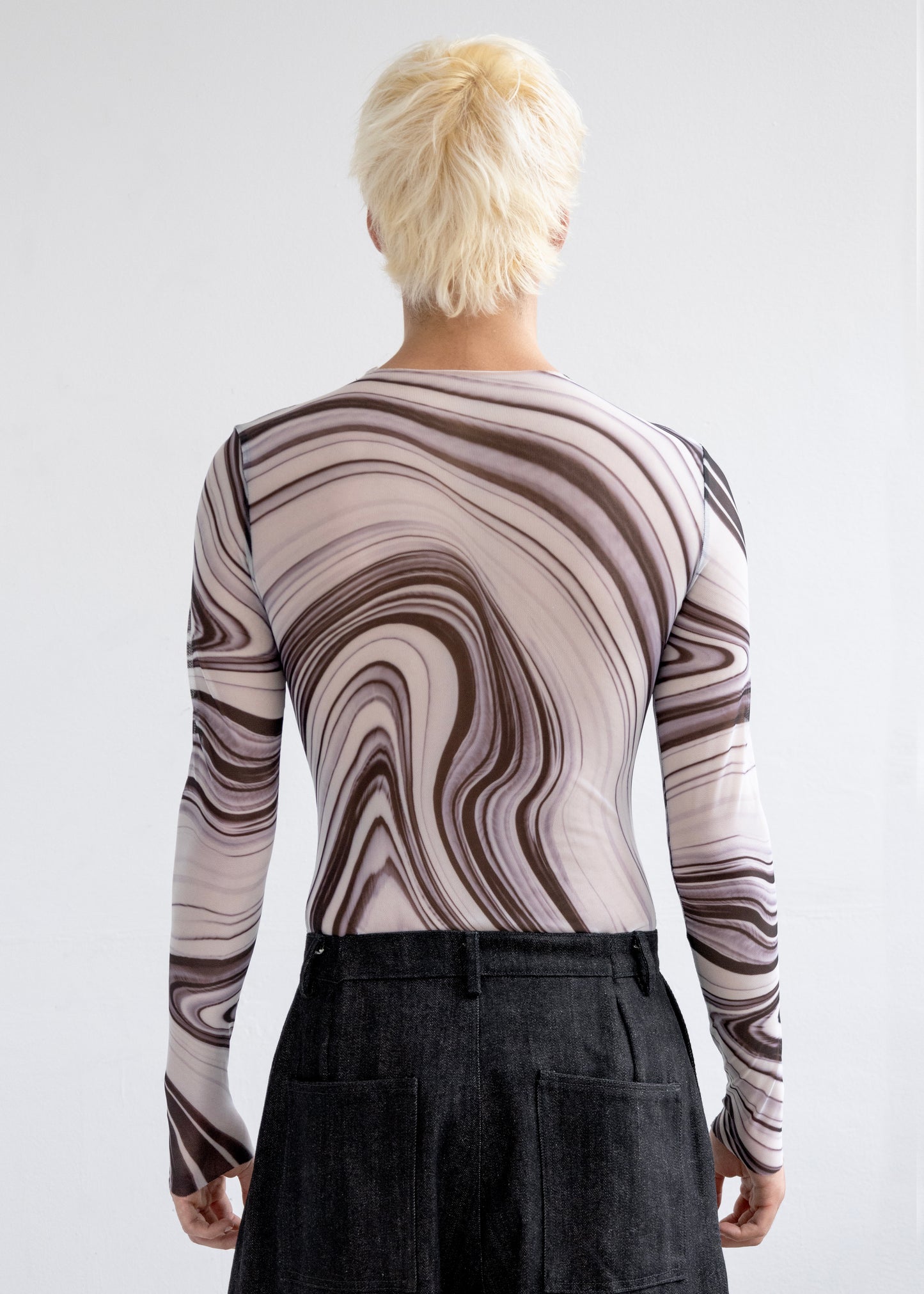 Black Waves Mesh Top