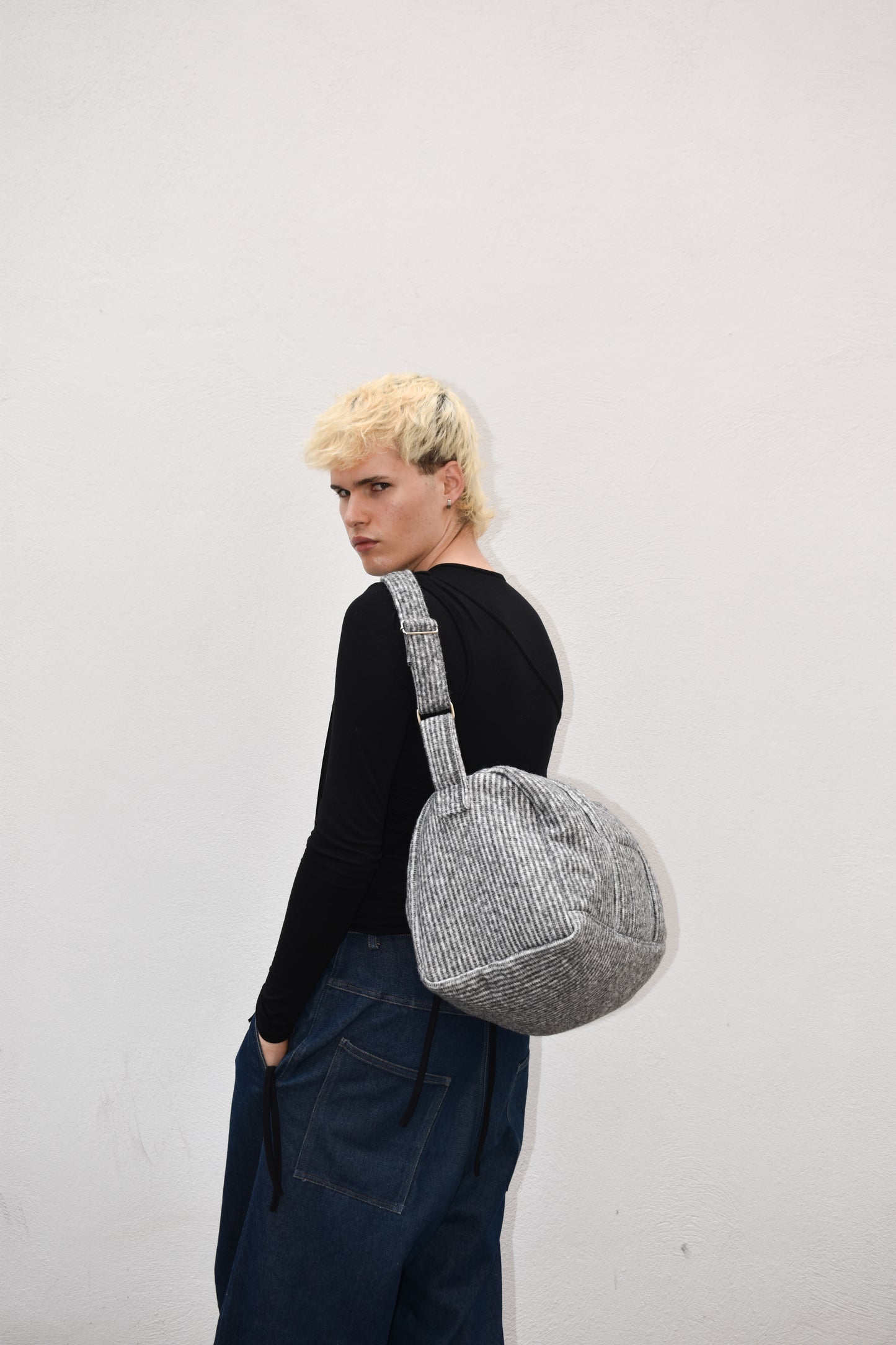 Gray Stiped Bag