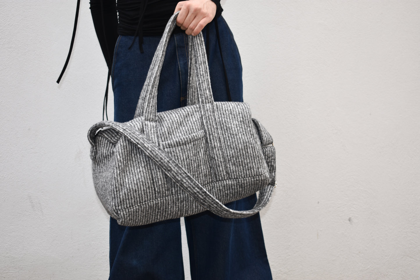 Gray Stiped Bag