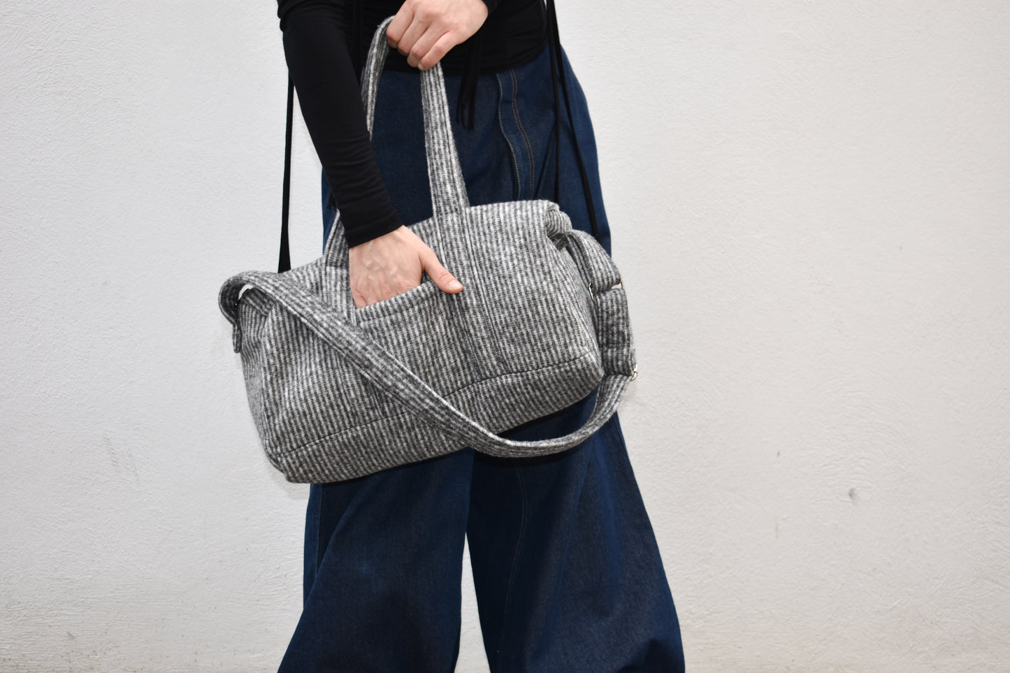 Gray Stiped Bag