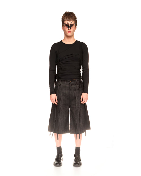 Overlayed Long Sleeve Top - Black