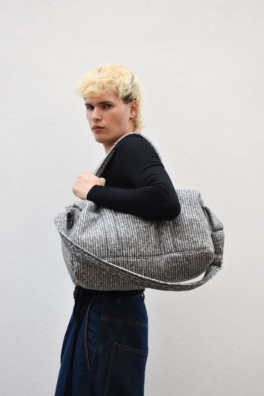 Gray Stiped Bag