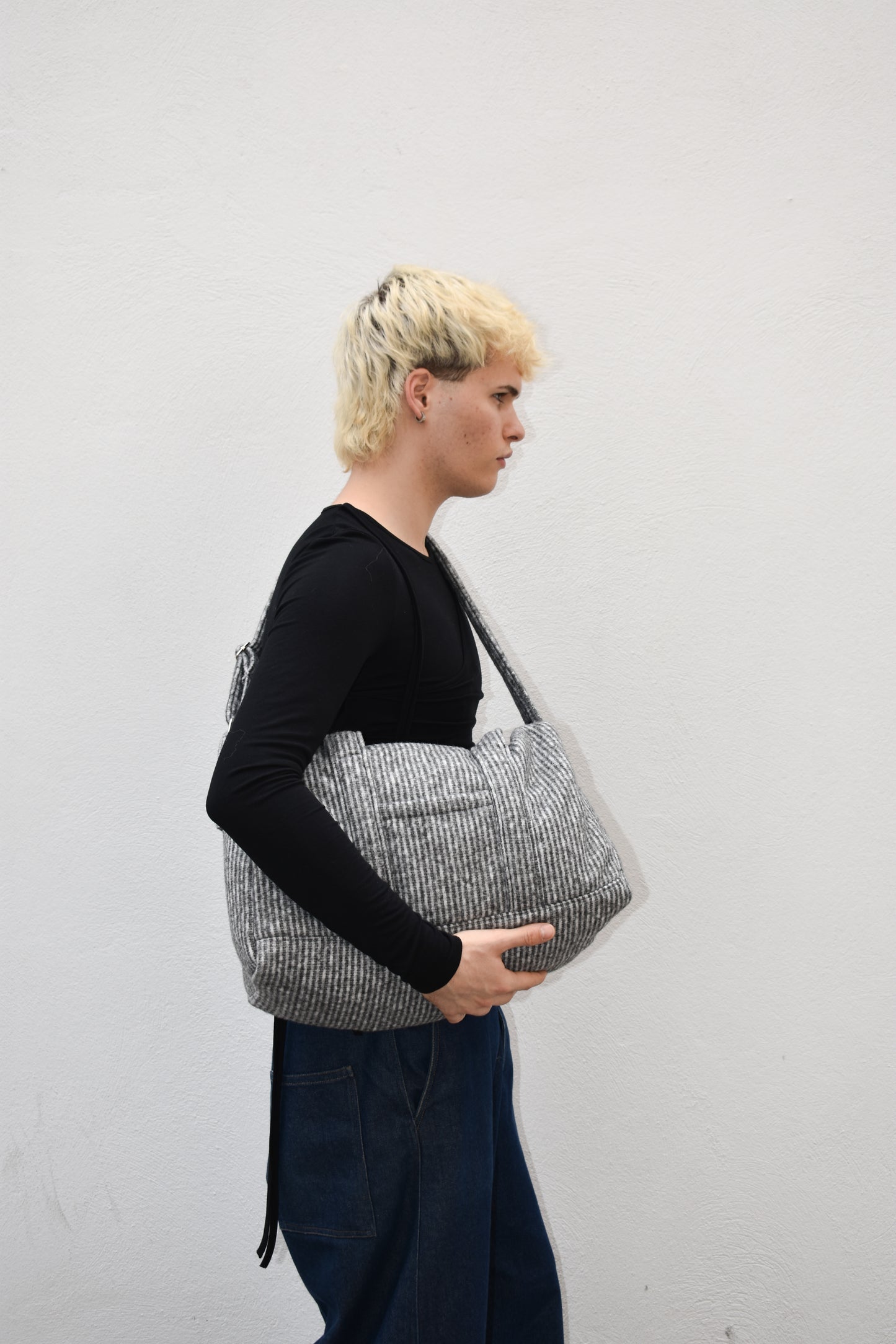 Gray Stiped Bag