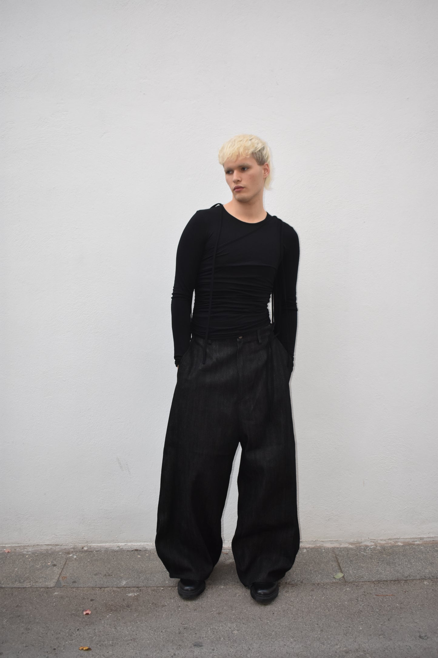 Overlayed Long Sleeve Top - Black