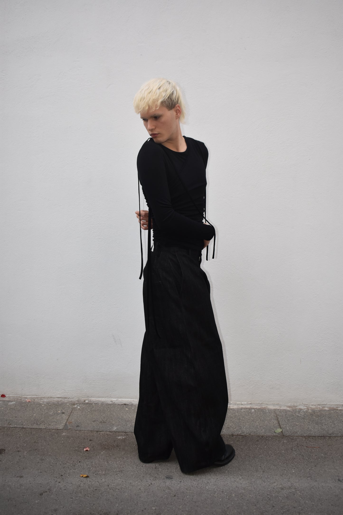 Overlayed Long Sleeve Top - Black