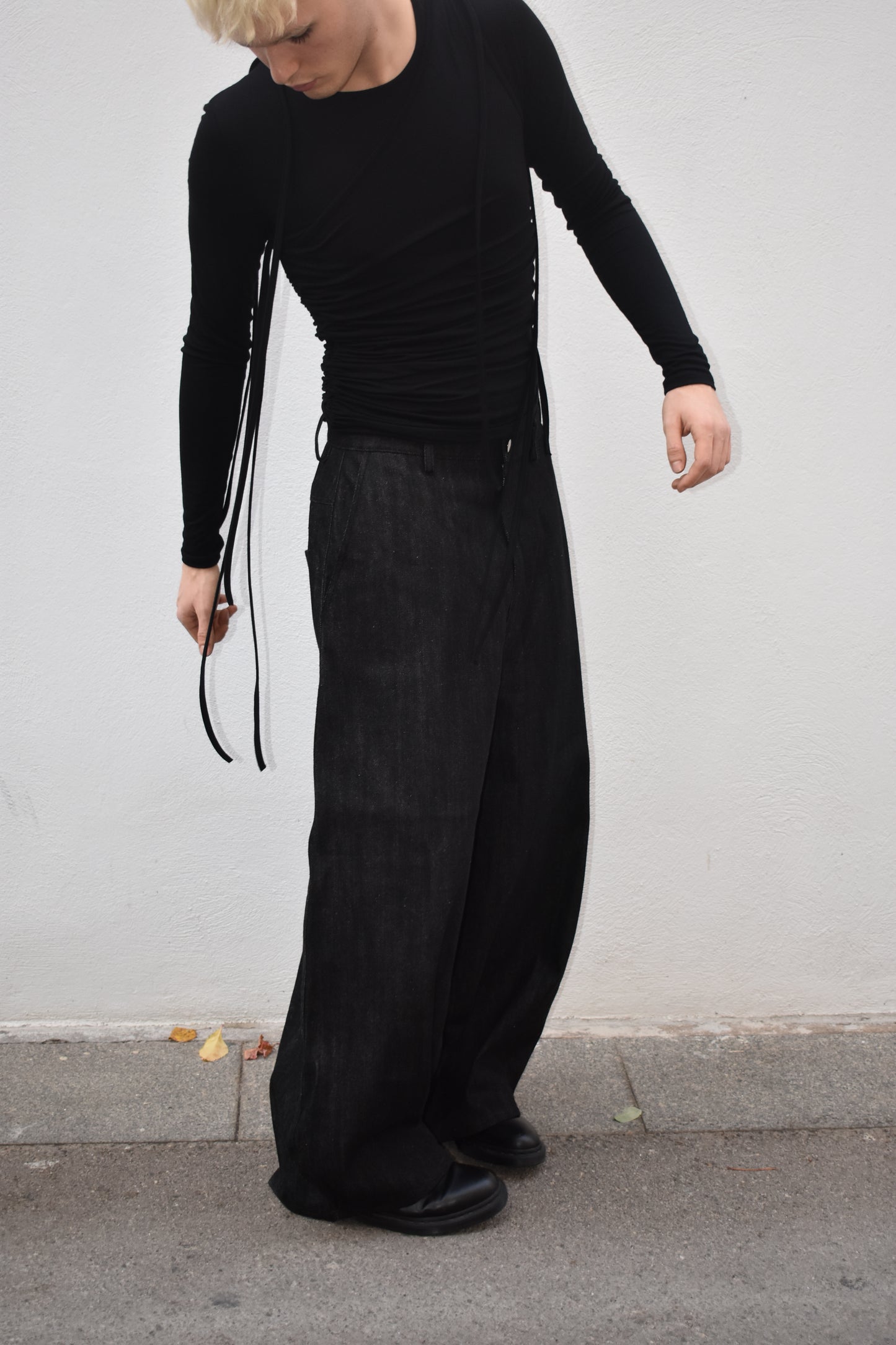 Overlayed Long Sleeve Top - Black