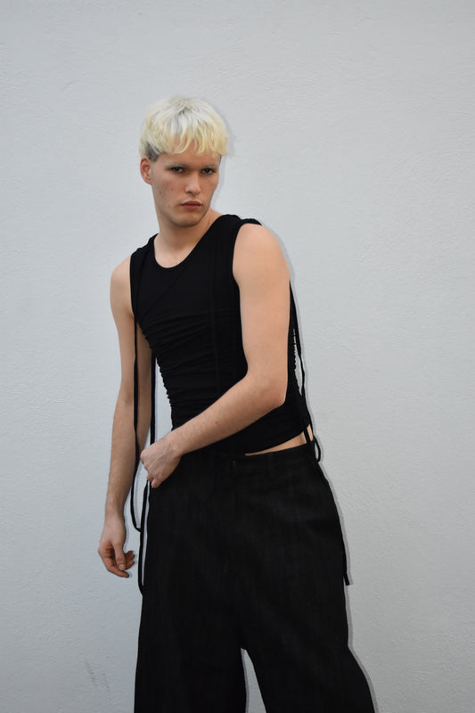 Overlayed Tank Top - Black